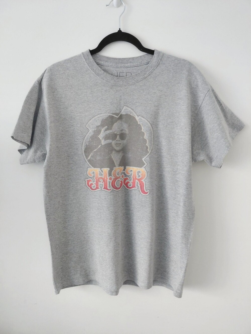 Graphic Gray Tee with H.E.R. Print